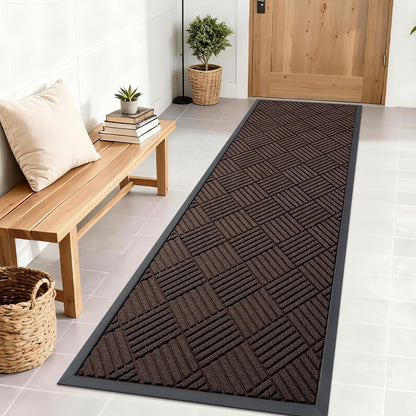 OLANLY Front Door Mat Outside Entrance 29.5x17, Absorbent, Heavy Duty Sturdy Natural Rubber Doormat Indoor Outdoor, Stain and Fade Resistant, Non-Slip Low Profile Floor Mat for Entryway, Grey Diamond
