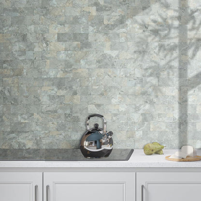 DICOFUN 10-Sheet Polished White Thick PVC Peel and Stick Backsplash, Ceramic Look Subway Tile White Kitchen Backsplash Peel and Stick Wall Tiles