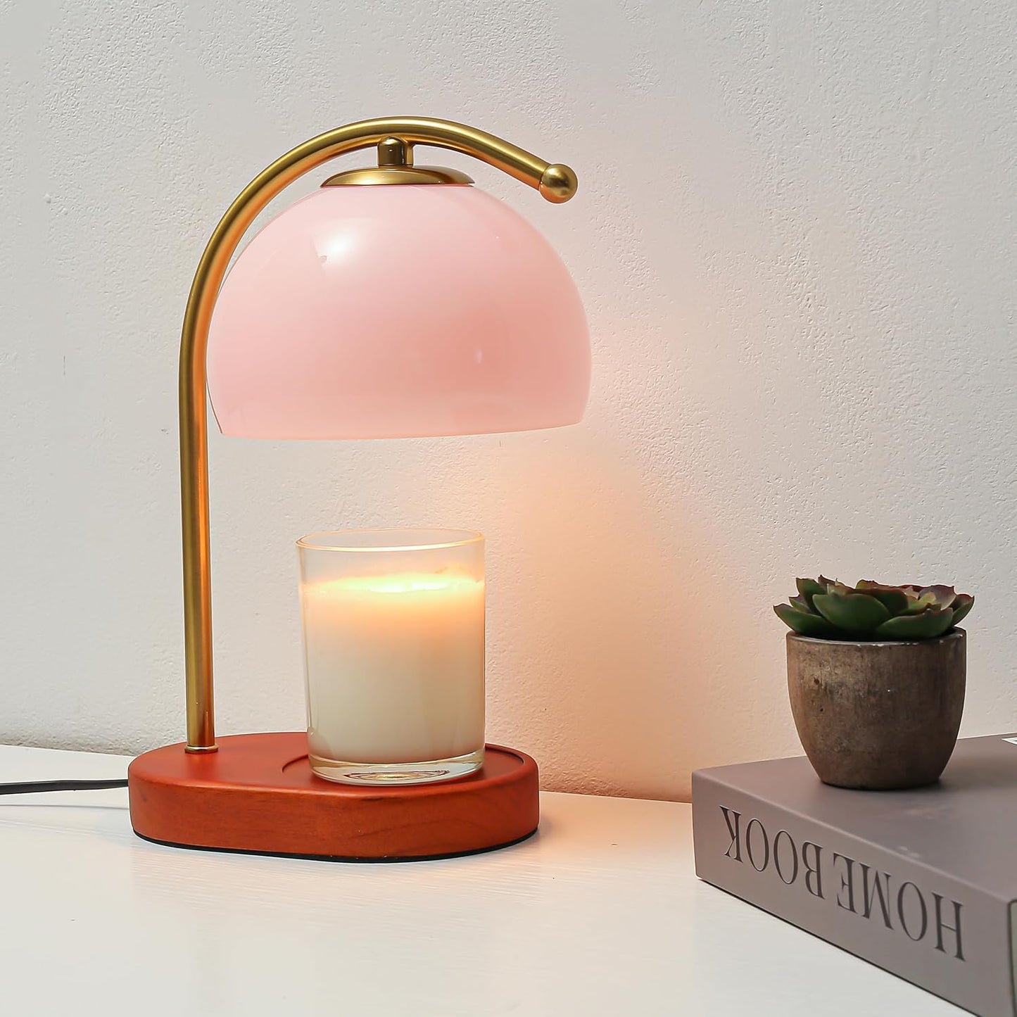 FCTWAKS Mid Century Orange Glass Candle Warmer Lamp with Timer & Dimmer, Mothers Day Birthday Gifts for Women Mom, House Warming Gifts New Home, Wax Warmer Lamp for Bedroom Decor with 2 Bulbs