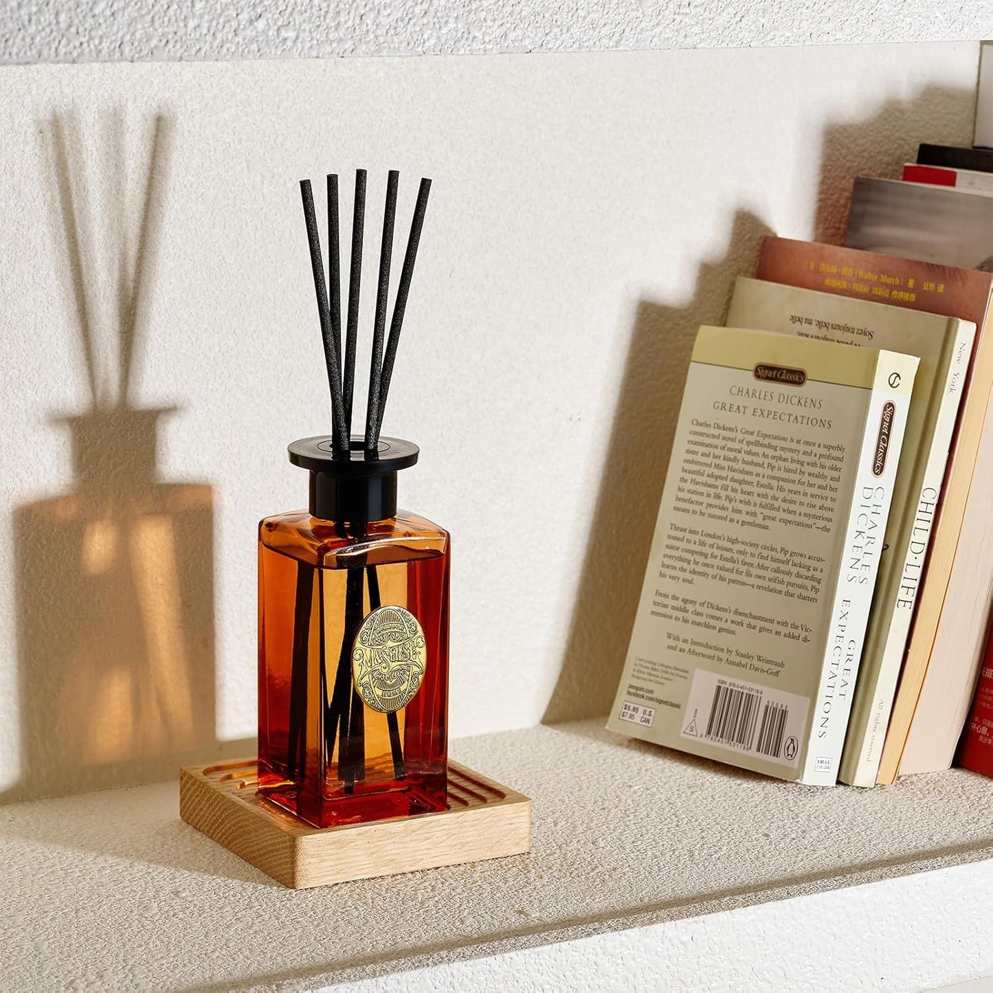 M&SENSE 6.3 oz Large Reed Diffuser Set | Lime+Basil Scent Oil Diffuser with Sticks | Hotel Collection Non-Toxic Home Fragrance |for Bedroom Bathroom Living Room - Colors A