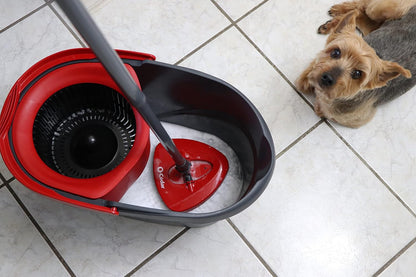 O-Cedar Easywring Microfiber Spin Mop & Bucket Floor Cleaning System + 3 Extra Refills (4 Refills Included)