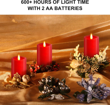 3x4 Flickering Flameless Candles Set of 3,Real Wax Pillar LED Candles,with Timer,4 inch Flameless Candles with Remote,for Party Wedding Holiday Home Decor,Ivory