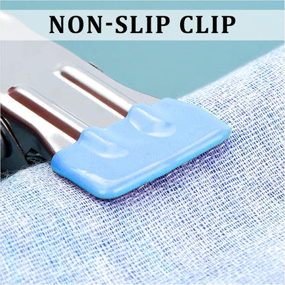 FuninCrea Laundry Hooks Clip, 5 Pcs Stainless Steel Anti-Slip Boot Laundry Hanger Clips Portable Heavy Duty Multi-Functional Single Hanging Clothes Clips for for Scarf, Gloves, Shoes, Socks (Blue)