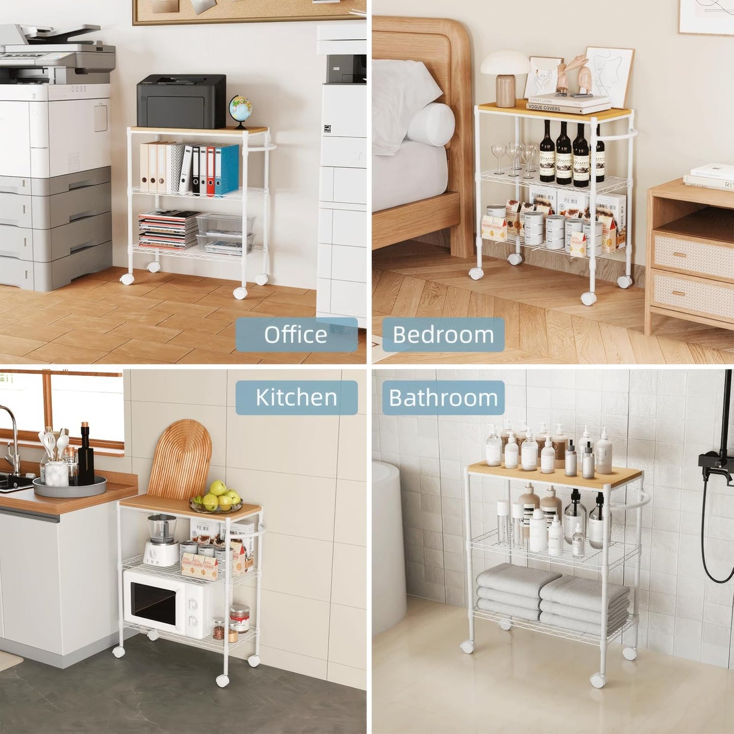 Whitmor 3 Tier Rolling Laundry Cart 8.50x26.0x31.0