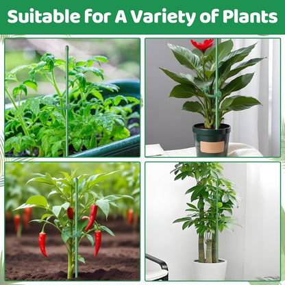 16inch & 12inch Plant Stakes, 18Pcs Adjustable Plant Support Stake Plant Sticks for Indoor Outdoor Green Poles with Rings Clips & Ties for Potted Plants Monstera Tomato Orchid Flower