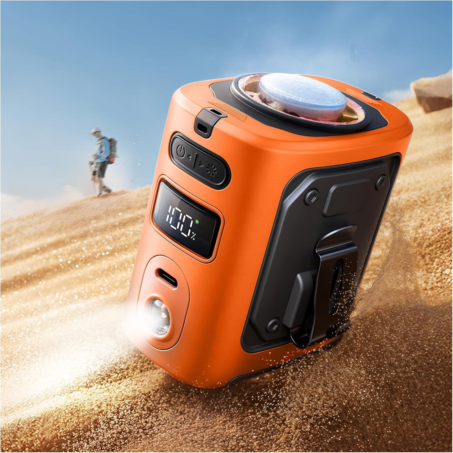MUXNW High-Speed Waist Fan with Ice Cooling, Clip On Belt Fan | 8000mAh battery, 14000RPM, 5-speed. LED light, 24H. Ice-cooling plate. For construction, jobsite, camping