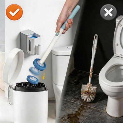 RV Toilet Brush, RV Accessories, Wall Mount Toilet Brush, 64 Toilet Refills | Hands Free Toilet Brush, One-Button Release, RV Toilet Brush and Holder Set, Compact Design, Camper Bathroom Accessories