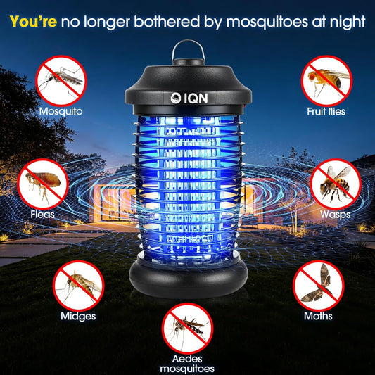 Outdoor Bug Zapper for Patio & Backyard, 15W UV Mosquito Killer with 4200V Electric Grid, 1500 Sq Ft Coverage, 8.9 FT Cord, IPX6 Waterproof Plug-in Fly Trap for Porch, Garden, Garage, Black (1 Pack)