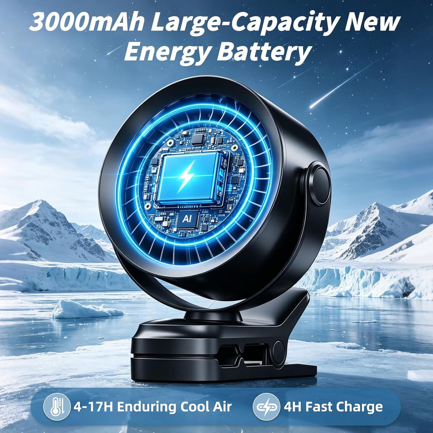 Portable Clip on Fan, Rechargeable USB Desk Fan with Turbo Airflow, 100 Speeds LED Display, 360° Rotation, Small Quiet Battery Powered Fan for Stroller Outdoor Travel Camping Golf Cart, Black