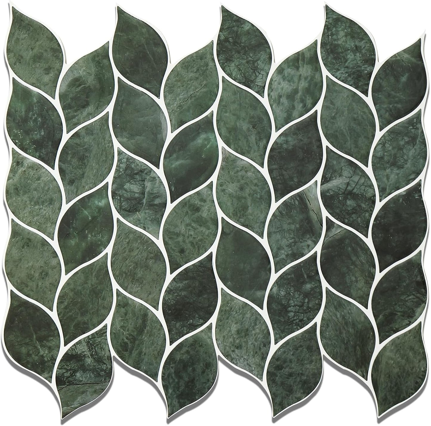 Tilingview 10 Pcs Vinyl Leaf Peel and Stick Tile for Kitchen Backsplash, Premium Self-Adhesive Tiles Plastic Wall Stickers Art Mosaics (Blue Gray)
