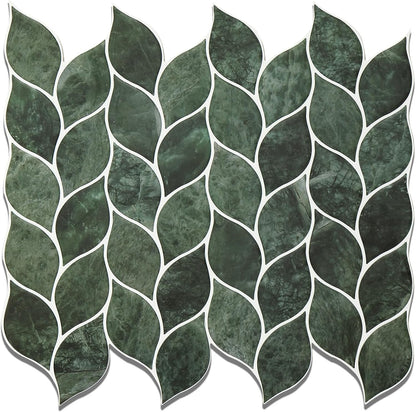Tilingview 10 Pcs Vinyl Leaf Peel and Stick Tile for Kitchen Backsplash, Premium Self-Adhesive Tiles Plastic Wall Stickers Art Mosaics (Blue Gray)