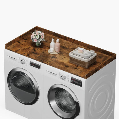 efluky Washer Dryer Countertop, Wood Countertop with Edge Rails for Laundry Room Organization and Storage, Washer Dryer Topper for Laundry Room, 27.5" x 54" Black