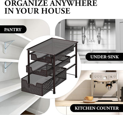 Simple Houseware Stackable 2 Tier Sliding Basket Organizer Drawer, White