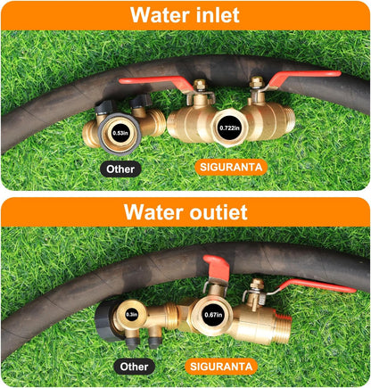 SIGURANTA Garden hose splitter, full-flow, heavy-duty brass 2-way high flow, outdoor faucet Y-valve closure diverter connector, garden hose high-flow diverter adapter. (2-Way Full Flow)