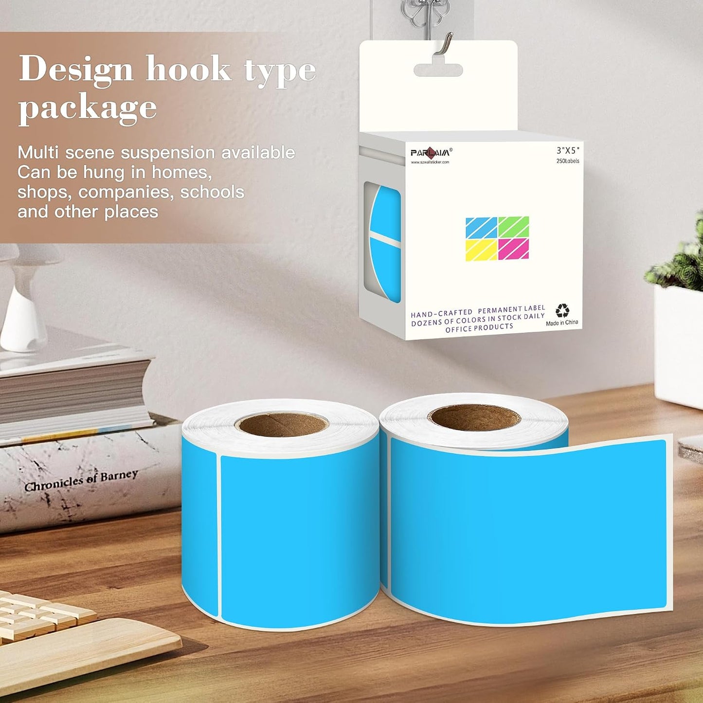 PARLAIM 3 x 5 inch Rectangle Sticker Labels, 250PCS Adhesive Color Coding Stickers for Moving Box Inventory Label, Fluorescent Green