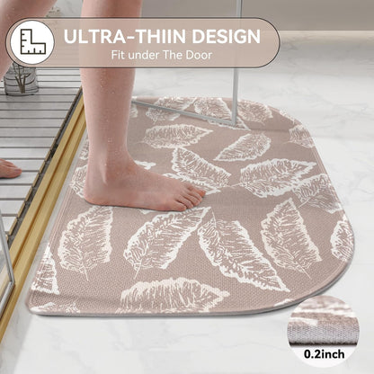 YDKGL Ultra Thin Bathroom Rugs Mat Quick Dry Absorbent Non Slip Bath Mat Bath Mats for Bathtub Mat Bathroom Carpet Fit Under Door Washable Floor Rubber Half Round Bath Rugs Grey 16x24