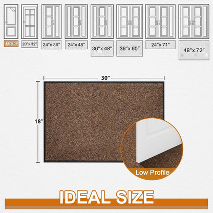 Mibao Front Door Mat, Dirt Trapper Welcome Mat for Outdoor Indoor, Non-Slip Waterproof Doormat, Durable Machine Washable Low Profile Entry Rug for Back Door Outside Patio Porch, 29.5" x 17", Grey