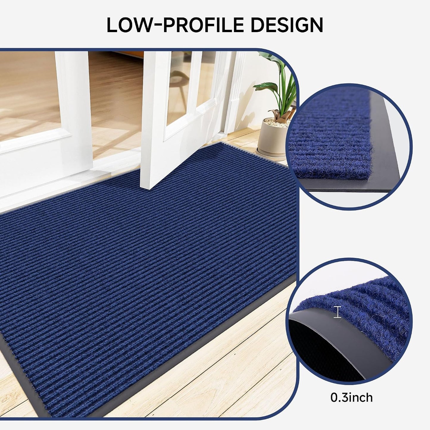 100pointONE Durable Front Door Mat, Heavy Duty Indoor Outdoor Doormat, 48” x 36” Low Profile Outdoor Mats for Home Entrance, Stain and Fade Resistant Shoe Scraper Mat, Ideal for High Traffic Area