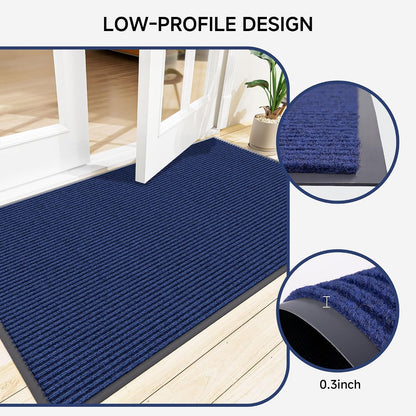 100pointONE Durable Front Door Mat, Heavy Duty Indoor Outdoor Doormat, 48” x 36” Low Profile Outdoor Mats for Home Entrance, Stain and Fade Resistant Shoe Scraper Mat, Ideal for High Traffic Area
