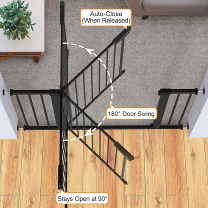 Cumbor 30-46" Baby Gate for Stairs, Mom's Choice Awards Winner-Auto Close Dog Gate for The House, Gifts for Mom, Easy Install Pressure Mounted Pet Gates for Doorways, Black
