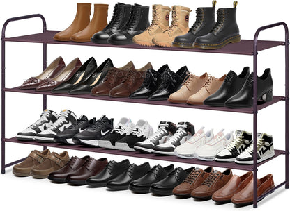 MISSLO 3-Tier Long Shoe Rack for Closet Shoe Organizer for Closet Floor Entryway Storage Stackable Wide Shoe Shelf Stores 24 Pairs of Men Sneakers, Black