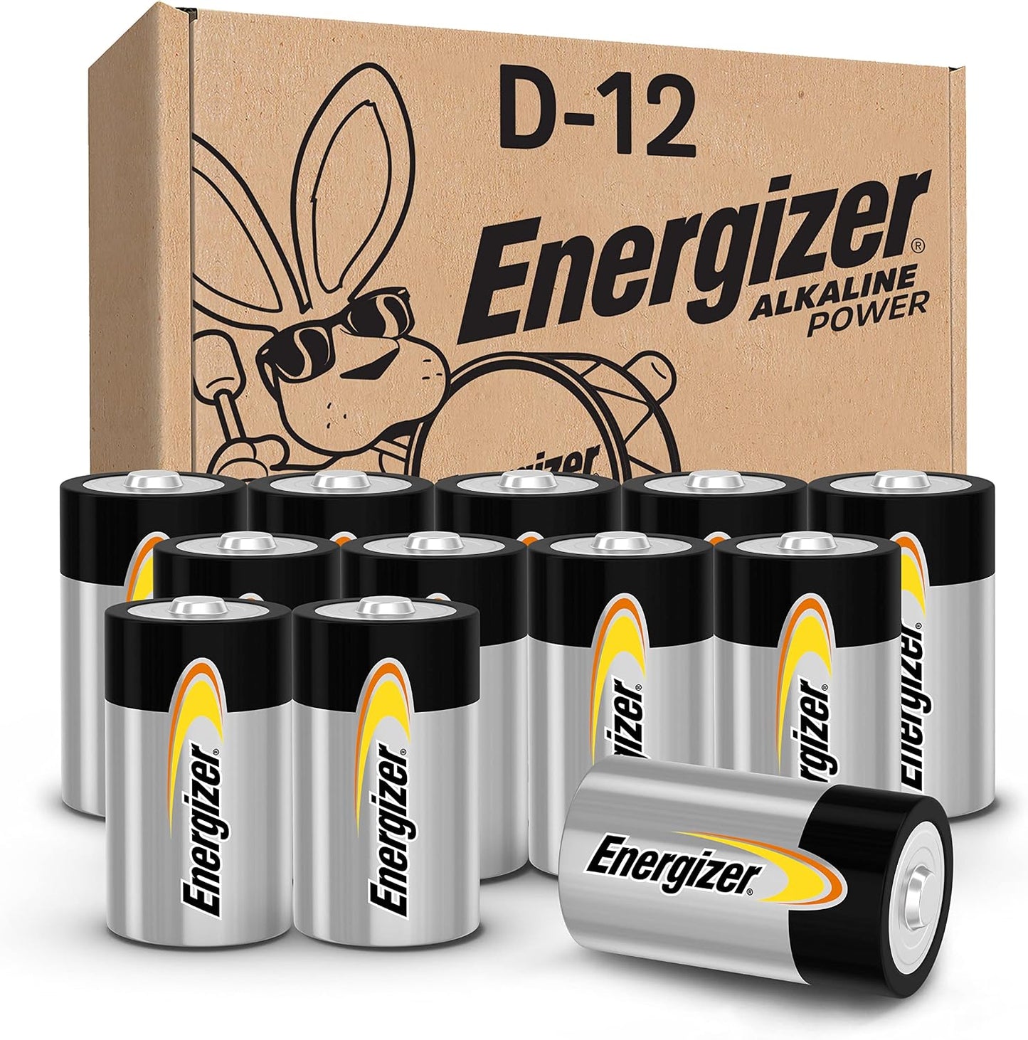 The Battery Organizer, Battery Organizer Storage Case with Tester, Stores & Protects Up to 180 Batteries & Energizer D Batteries, D Cell Long-Lasting Alkaline Power Batteries 12 Count