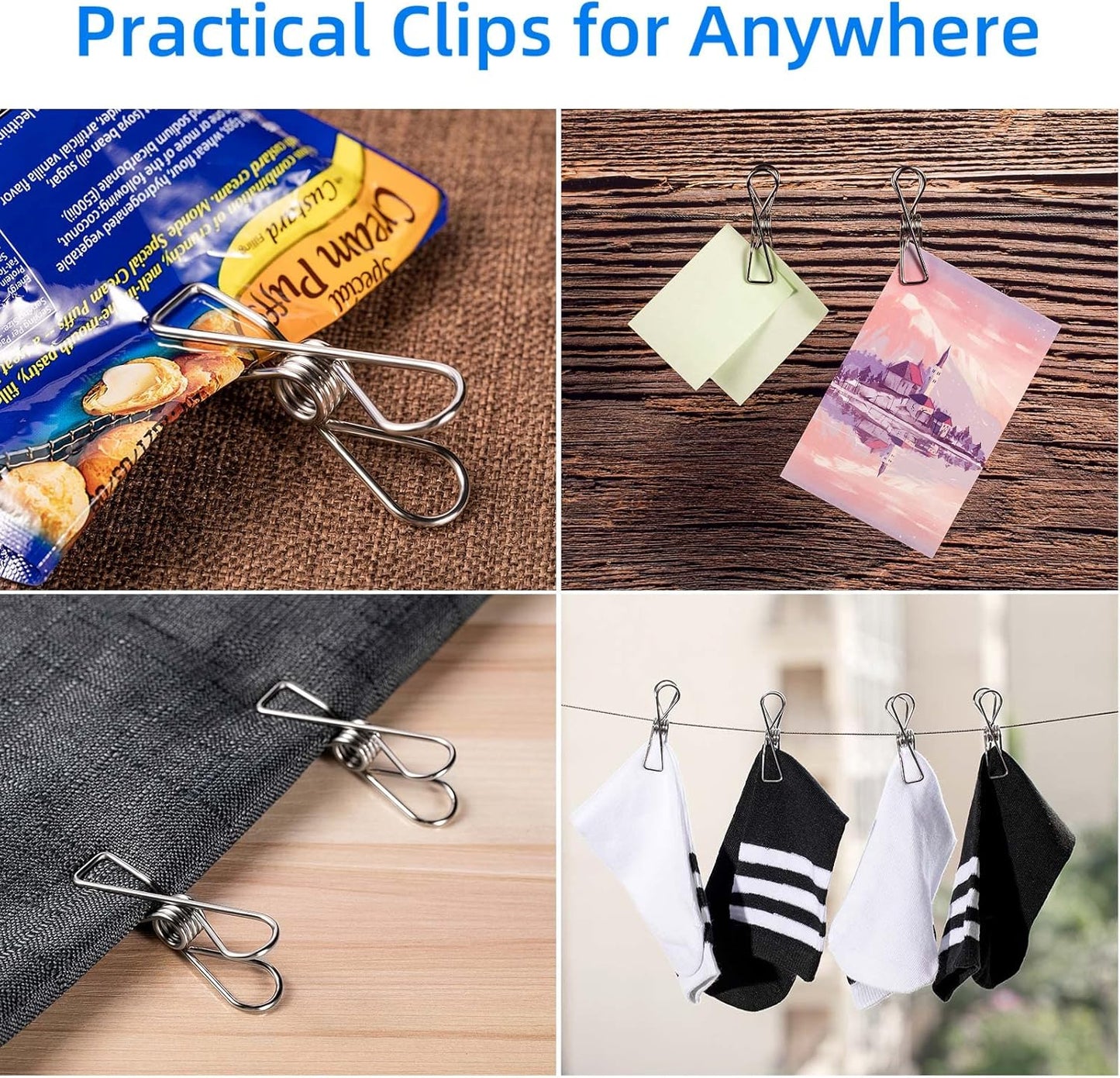 40 Pack Wire Clothes Pins Heavy Duty Outdoor, Stainless Steel ClothesPins for Hanging Clothes, Metal Clothes Pegs, Clothing Clips, Laundry Pins 1.8mm Diameter 6cm Long