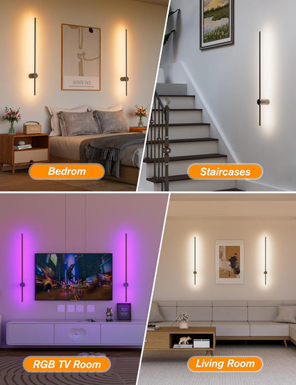 JOFIOS Battery Operated Wall Sconces Set of 2, 360°Rotation Wireless Rechargeable Wall Lights: Dimmable Detachable Wall Lamp with Remote Control, 3000K-6000K Infinite Dimming Wall Sconce 27.6 Inch