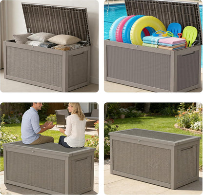 320 Gallon Outdoor Storage Box Resin Deck Box All Weather Waterproof Large Lockable Storage Container Deck Box for Patio Furniture, Garden Tools, Lockable, Black