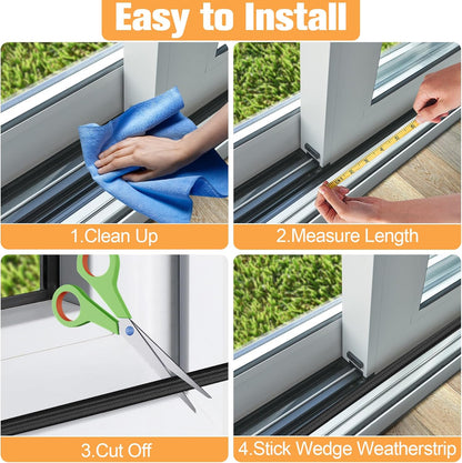 118 Inch Wedge-Shape Foam Window Weather Stripping Door Seal Insulation Strip, Soundproofing Window Inserts Foam Self Adhesive Draft Stopper Light Blocker for Winter Window Door Gaps, White