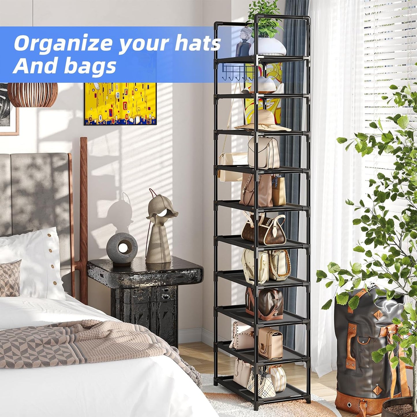 Simple Trending Tall Shoe Rack Storage Holds 40 Pairs, 10 Tier Shoe Organizer Shelf Large Capacity for Entryway Closet, Black