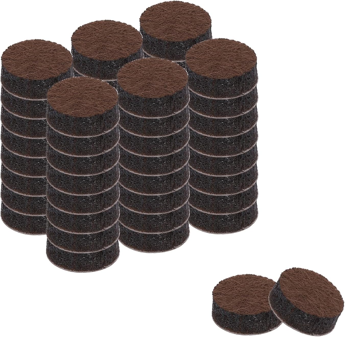 uxcell Furniture Pads, 24Pcs 1.25" - Round Self Adhesive Felt Furniture Pads, Floor Protectors for Furniture Feet Chairs Legs Hardwood Floors (Brown)