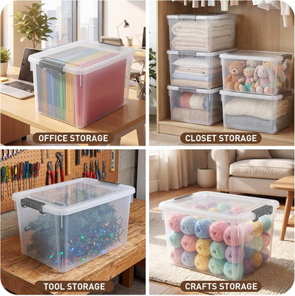 Citylife 57 QT Plastic Storage Bins with Double-Opening Lids, Storage Containers for Organizing, Large Clear Storage Box for Closet, Blankets, 2 Packs