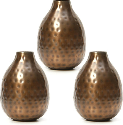 Hosley Small Cream Metal Tote Vase – Set of 4, 4.5" Long Decorative Mini Vases for Dried Floral Arrangements, Coffee Tables, Side Tables & Home Décor Accents