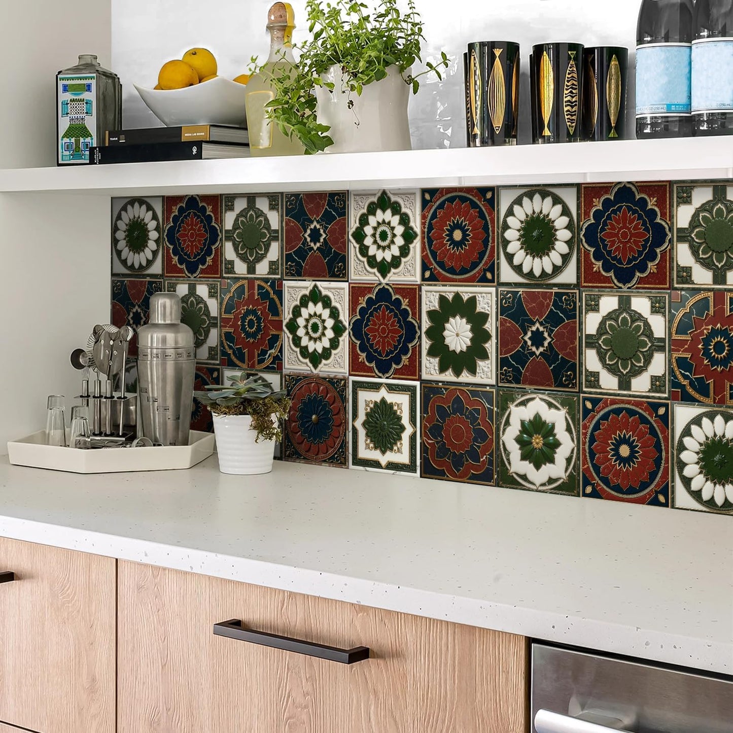 Peel and Stick Backsplash Tile Sticker for Kitchen and Bathroom Walls - 24 Removable 5.9"x5.9" Tiles, Waterproof