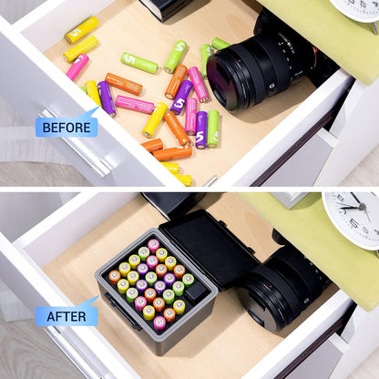 JJC 44 Slots AAA Triple A Battery Case Holder with Removable Battery Tester, Water-Resistant & Shockproof AAA Battery Storage Box Organizer