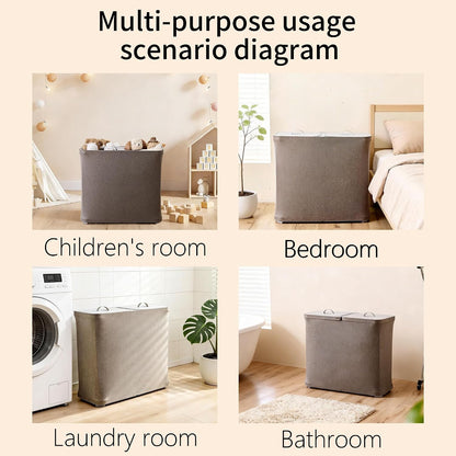 150L Laundry Hamper with Lid, 2 Compartment Sorter for Bedroom | Dual Basket for Dirty Clothes, Removable Bags, Sturdy for Laundry Room