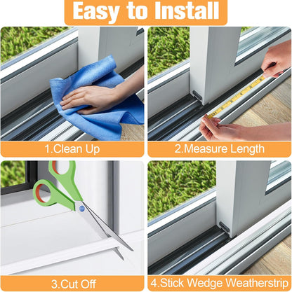 118 Inch Wedge-Shape Foam Window Weather Stripping Door Seal Insulation Strip, Soundproofing Window Inserts Foam Self Adhesive Draft Stopper Light Blocker for Winter Window Door Gaps, White