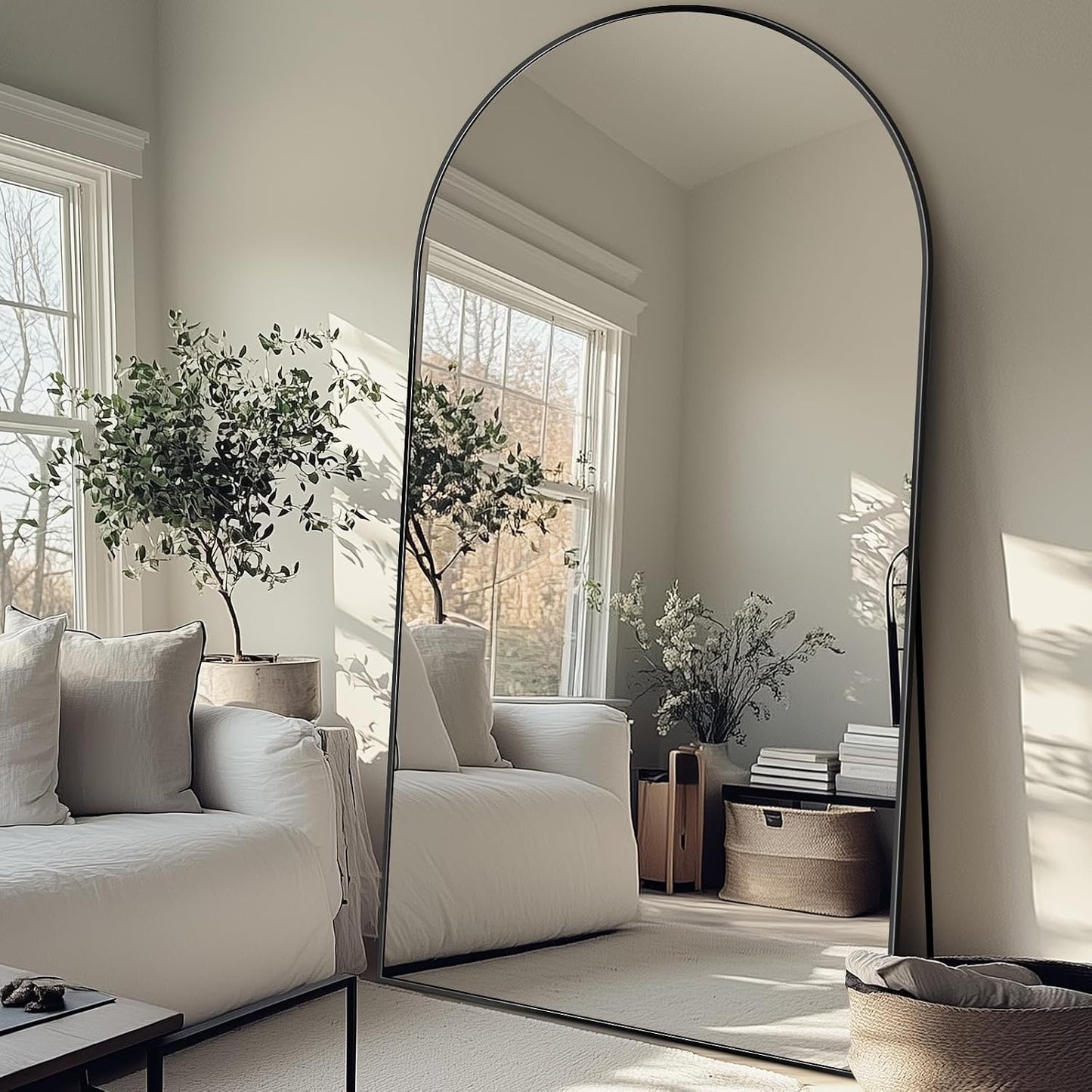 Antok 58" x19” Arched Full Length Floor Mirror, Gold Aluminum Frame, Free Standing/Wall Mount/Leaning for Bedroom, Living Room, Dressing Room