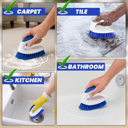 Scrub Brush, 2 Pack Household Cleaning Brushes with Stiff Bristles, Scrubbing Brush for Carpet, Shower, Bathtub, Kitchen, Pool Tile, Bathroom Scrubber, Small