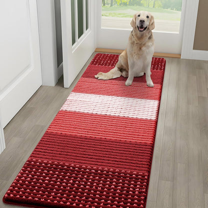 Kitinjoy Indoor Outdoor Door Mat, 32x20 Non-Slip Absorbent Dirt Trapper, Low-Profile Washable Inside Entrance Front Floor Mat, Sturdy Soft Entry Doormats for Entryway, Grey