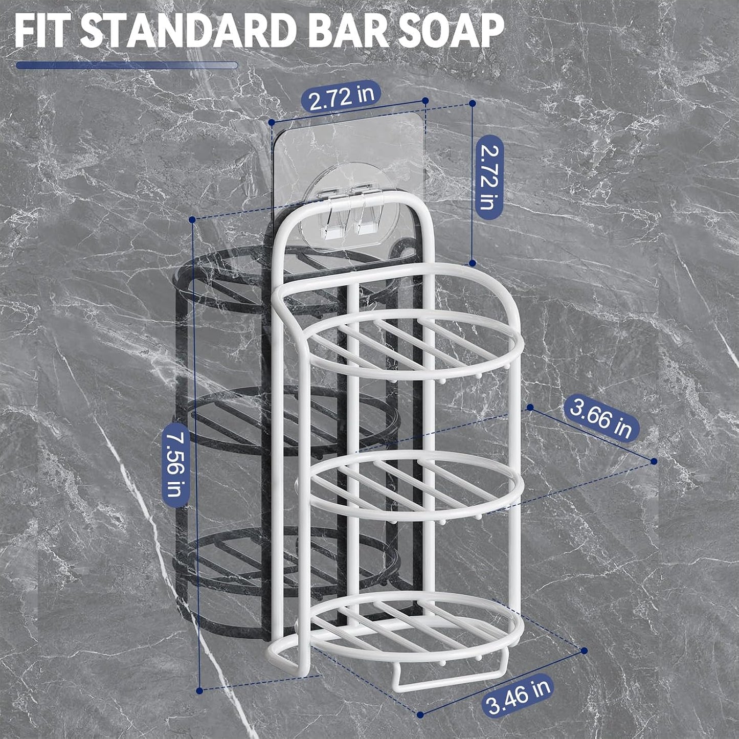 Yoshiky 3-Tier Shower Soap Shampoo Bar Holder, Self Adhesive & Freestanding Draining Bathroom Soap Dish Caddy for Bathroom Wall Accesories Decor