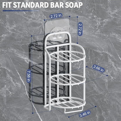Yoshiky 3-Tier Shower Soap Shampoo Bar Holder, Self Adhesive & Freestanding Draining Bathroom Soap Dish Caddy for Bathroom Wall Accesories Decor
