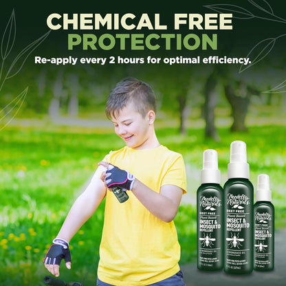 Deet-Free Insect & Mosquito Repellent – Nice Smelling, Pack of 2 (4 oz) | Insect Repellent with Lemongrass Oil Safe for Pets and Kids – Bug Spray Against Mosquitoes, Gnats, Black Flies, and No-See-um