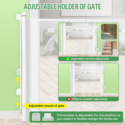 Retractable Baby Gate for Stairs & Doorways, 33" Tall Extends to 71" Wide | Extra Wide Safety Kid Pet Gate, Mesh Dog Gate for Indoor,Outdoor, Hallways One-Handed Operation, Easy Install(33”x71”-Black)