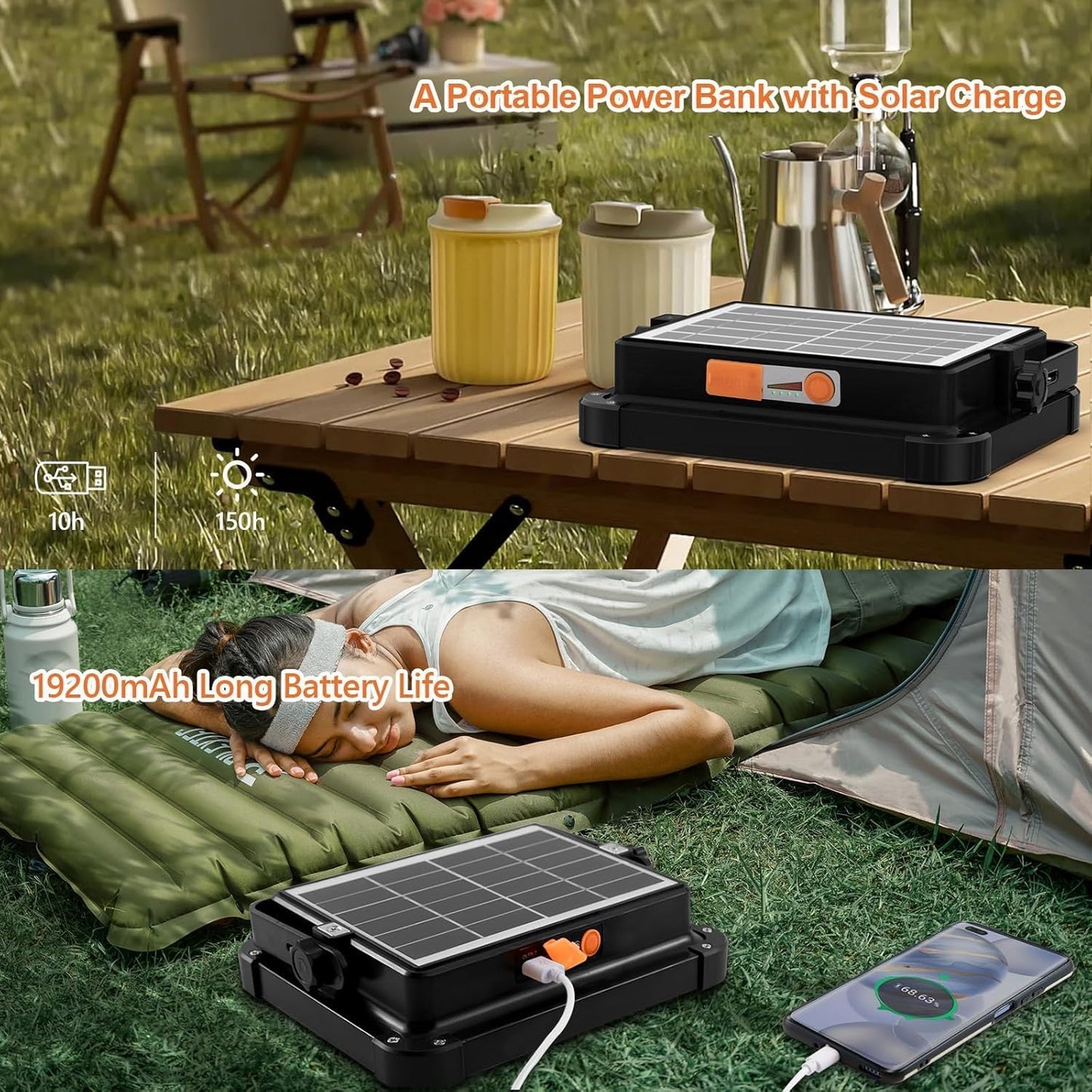 Portable LED Work Solar Light 100W 16500mAh 10000 LM with Stepless Brightness Job Site Battery Rechargeable LED Floor Light for Emergency Worklight for Hurricane