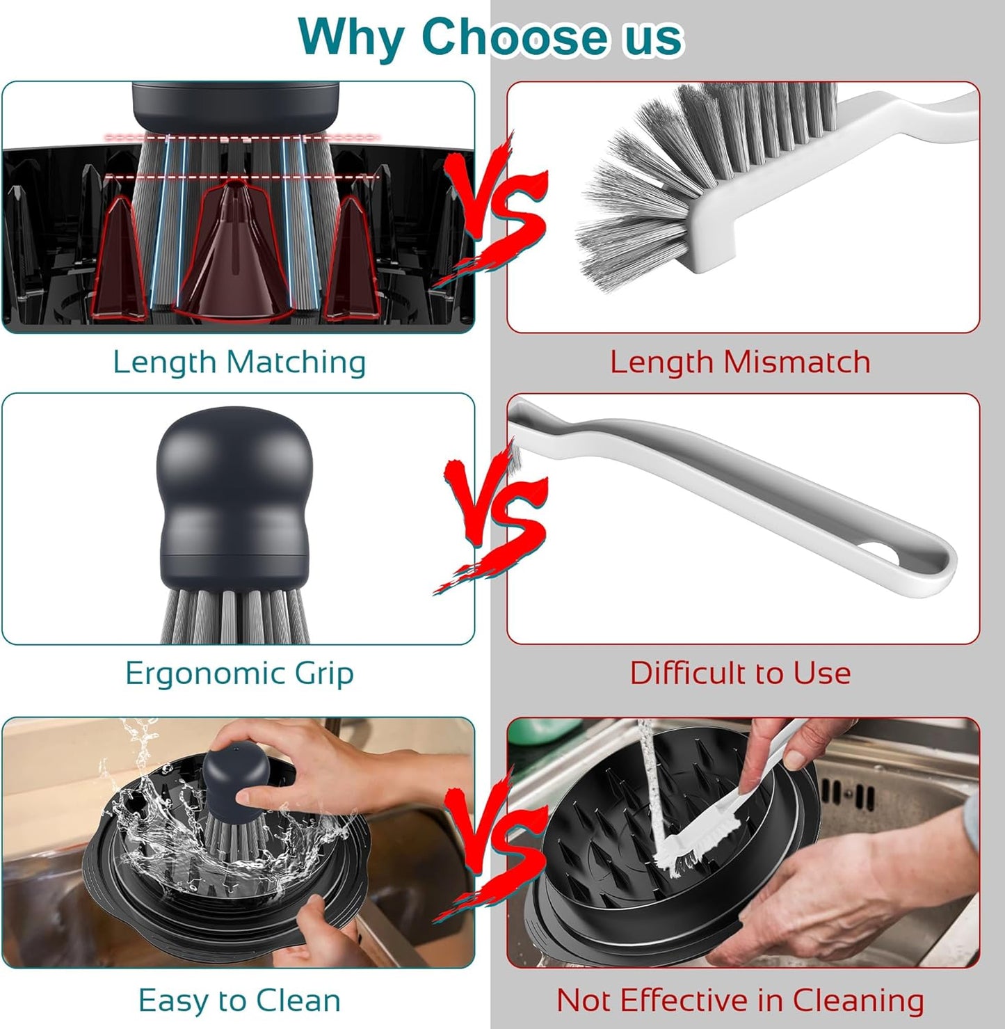 Mini Dish Brush for Cleaning Chicken Shredder, Palm Brush Dish Scrubber with Ergonomic Grip, Kitchen Brush for Washing Dishes, Pans, Pots, Sink (1, Black)