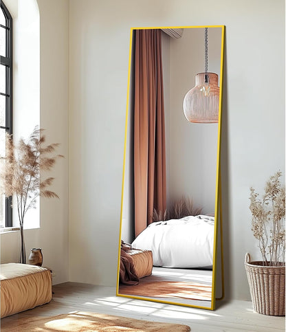 Delma Wall Full Length Mirror,Standing Mirror Full Body,Large Floor for Wall Door Bedroom Bathroom Living Room with Aluminium Frame(with Stand,56x15-Black)