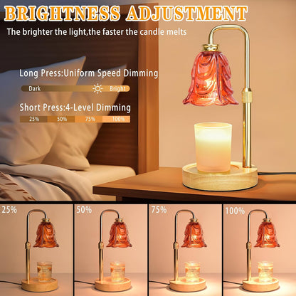 Candle Warmer Lamp with Timer Dimmer, Adjustable Height Pink Tulip Candle Wax Warmer, Christmas Birthday Gift for Mom Women,House Warming Gifts for New Home Bedroom Decor,Flower Pink