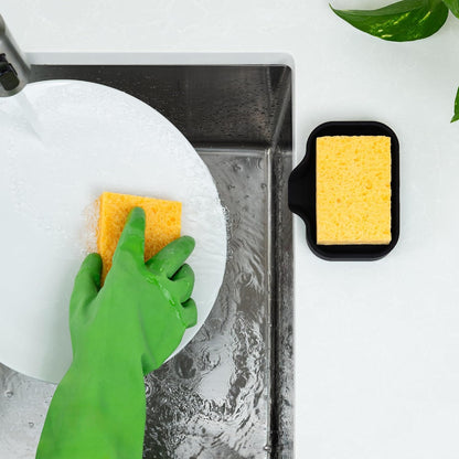 Zulay Kitchen (9x3.5in) Sponge Holder for Kitchen Sink - Flexible Heavy-Duty Multipurpose Sink Caddy - Counter Organizer for Kitchen, Bathroom, Makeup, Trinkets & More! (Grey)